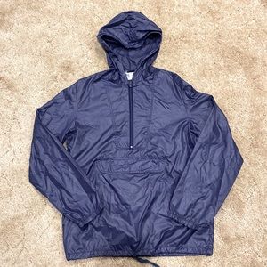 Vintage Packable Half-Zip Rain Jacket with Kangaroo Pocket